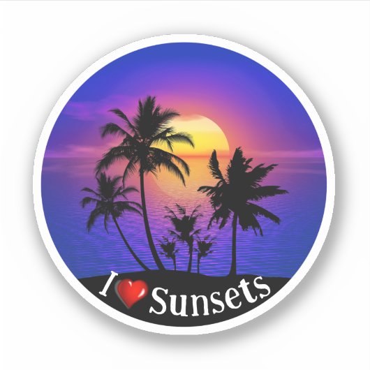 Tropical Sunset Palm Trees シール (正面)