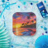 Tropical Sunset Paper Plates ペーパープレート (パーティー)