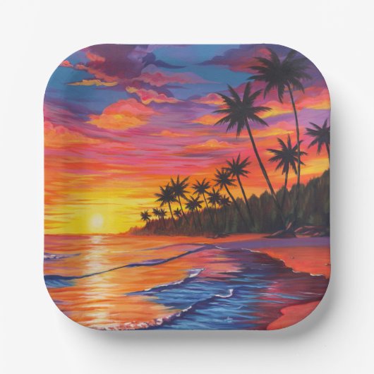Tropical Sunset Paper Plates ペーパープレート (正面)