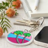 Tropical Sunset Paradise Acrylic Keychain キーホルダー (正面右)