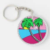 Tropical Sunset Paradise Acrylic Keychain キーホルダー (正面)