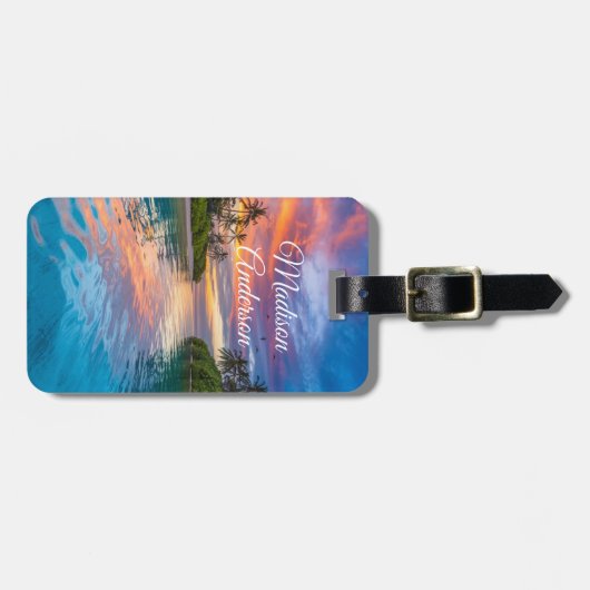 Tropical Sunset Paradise Personalized ラゲッジタグ (正面横)