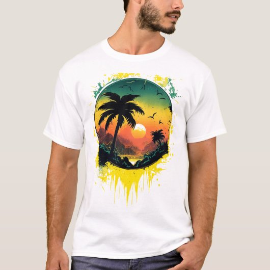 Tropical Sunset Splash Tee Tシャツ (正面)
