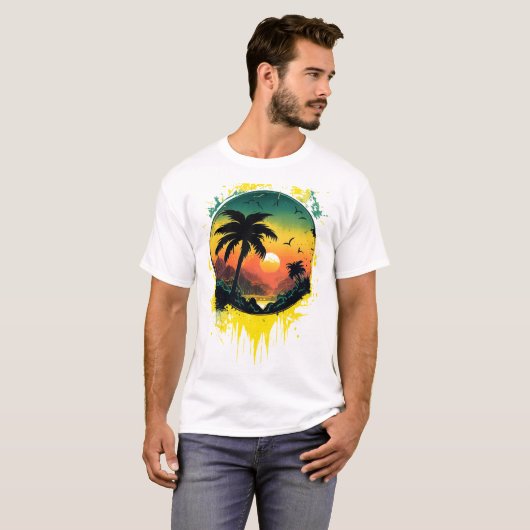 Tropical Sunset Splash Tee Tシャツ (正面フル)