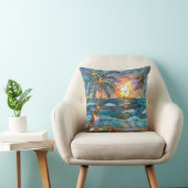 Tropical Sunset Stained Glass Pillow クッション (椅子)