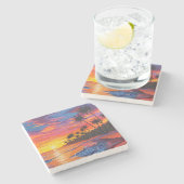 Tropical Sunset Stone Beverage Coaster ストーンコースター (横)