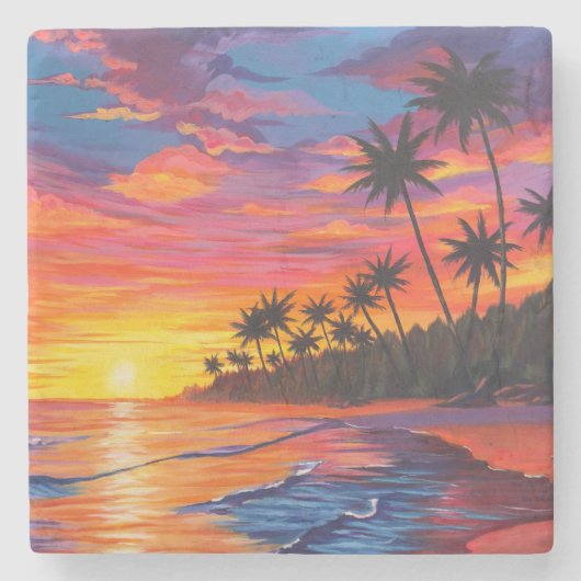 Tropical Sunset Stone Beverage Coaster ストーンコースター (正面)