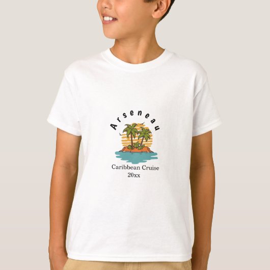 Tropical Sunset Teal cruise vacation Personalize Tシャツ (正面)