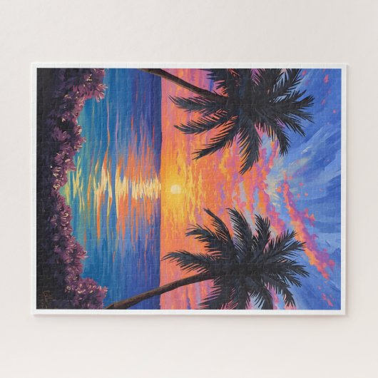 Tropical Sunset – Vibrant Ocean Puzzle ジグソーパズル (横)