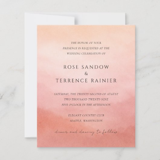 Tropical Sunset Watercolor Elegant Wedding Invite (正面)
