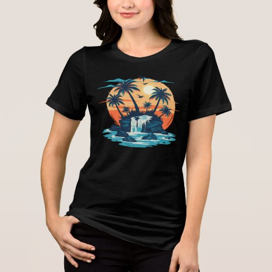 Tropical Sunset Waterfall Graphic T-Shirt トライブレンドＴシャツ (正面)
