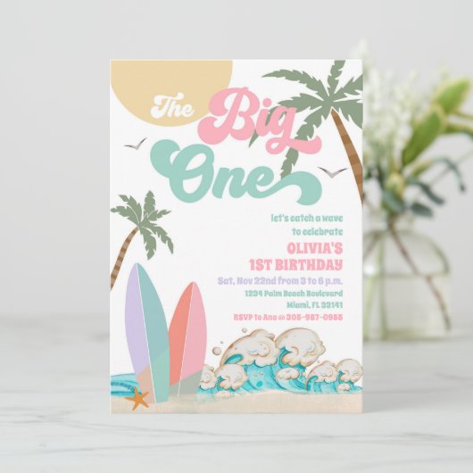 Tropical Surf 1st Birthday Invitation 招待状 (スタンド正面)