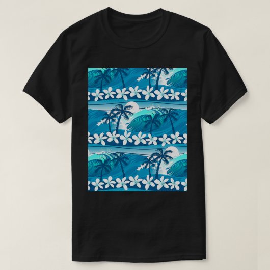 Tropical surf wave with palm trees Graphic Tシャツ (デザイン正面)
