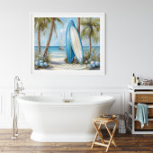Tropical Surfboard Coastal Wall Art Print ポスター