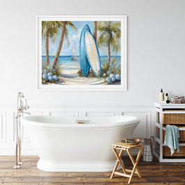 Tropical Surfboard Coastal Wall Art Print ポスター