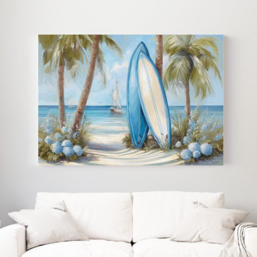 Tropical Surfboard Coastal Wall Art Print ポスター