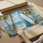 Tropical Surfboard Coastal Wall Art Print ポスター