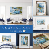 Tropical Surfboard Coastal Wall Art Print ポスター