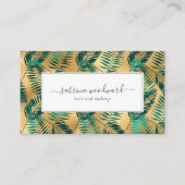 Tropical Teal Gold Foliage Pattern Appointment 名刺 (正面)