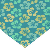 Tropical Teal Hibiscus Flower Pattern ショートテーブルランナー (コーナー)