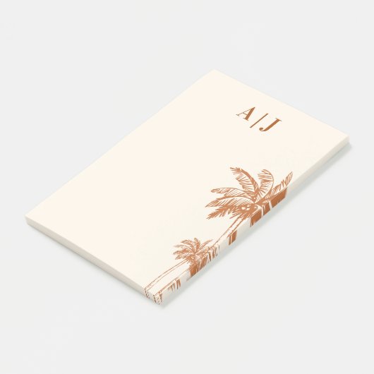 Tropical Terracotta Palm Tree Minimalist Monogram ポストイット (アングル)