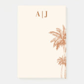 Tropical Terracotta Palm Tree Minimalist Monogram ポストイット (正面)