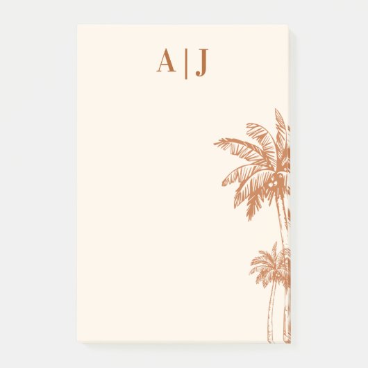 Tropical Terracotta Palm Tree Minimalist Monogram ポストイット (正面)