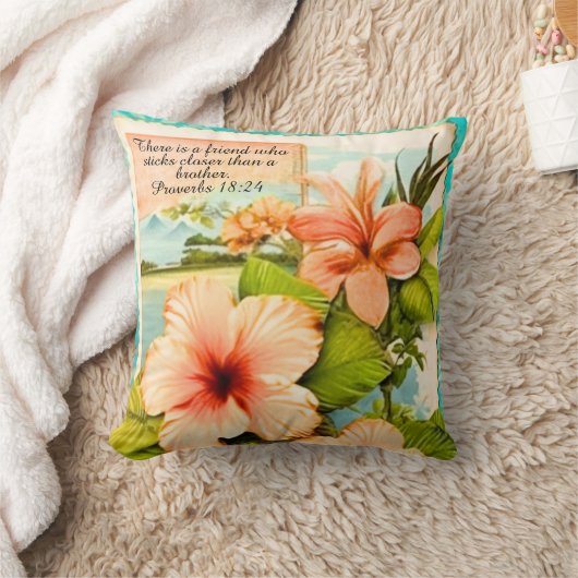 Tropical Throw Pillow Proverbs 18:24 クッション (ブランケット)