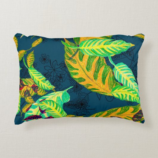 Tropical Tie Dye Blue Gouache. Tropical Pattern. G アクセントクッション (正面)