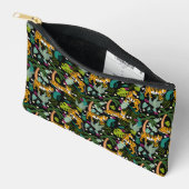 Tropical Tiger Black Botanical Jungle Safari Cats アクセサリーポーチ (見開き)
