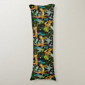 Tropical Tiger Black Botanical Jungle Safari Cats ボディピロー (正面縦)