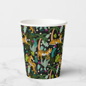 Tropical Tiger Black Botanical Jungle Safari Cats 紙コップ (裏面)