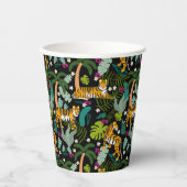 Tropical Tiger Black Botanical Jungle Safari Cats 紙コップ (正面)