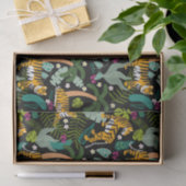 Tropical Tiger Black Botanical Jungle Safari Cats 薄葉紙 (ギフト)