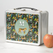 Tropical Tiger Black Botanical Jungle Safari Kids メタルランチボックス (インサイチュ)