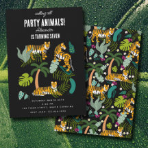 Tropical Tiger Black Jungle Safari Kids Birthday 