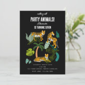 Tropical Tiger Black Jungle Safari Kids Birthday  招待状 (スタンド正面)