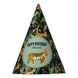 Tropical Tiger Botanical Jungle Safari Birthday パーティーハット