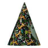 Tropical Tiger Botanical Jungle Safari Birthday パーティーハット (左)