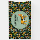 Tropical Tiger Botanical Jungle Safari Birthday 横断幕 (縦)