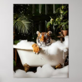 Tropical Tiger in Bathtub Print - Bathroom Wall Ar ポスター (正面)