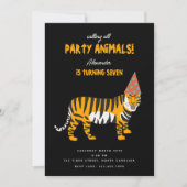 Tropical Tiger Jungle Kids Party Animals Birthday 招待状 (正面)