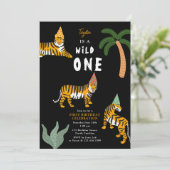 Tropical Tiger Jungle Safari Kids First Birthday 招待状 (スタンド正面)