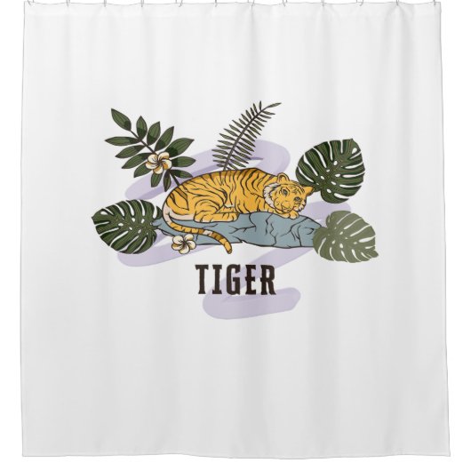 Tropical Tiger Rest シャワーカーテン (正面)