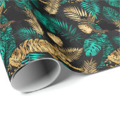 Tropical Tigers & Leaves | Bold Jungle Pattern ラッピングペーパー (ロールコーナー)