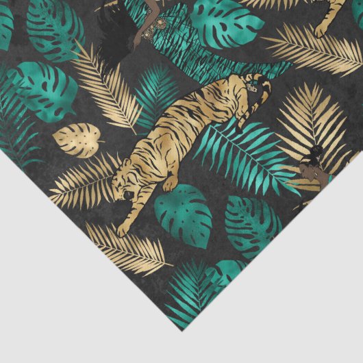 Tropical Tigers & Leaves | Bold Jungle Pattern 薄葉紙 (詳細)