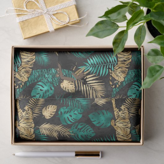 Tropical Tigers & Leaves | Bold Jungle Pattern 薄葉紙 (ギフト)