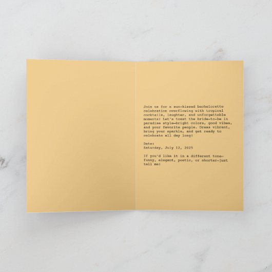 Tropical Toast to Bride-to-Be カード (内部)