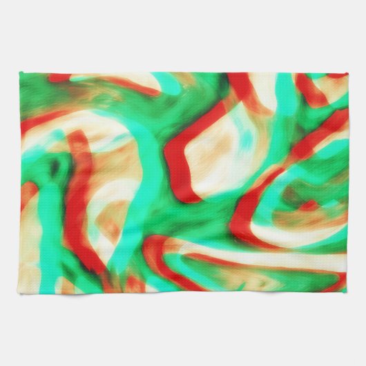 Tropical Tones Waves Abstract Art Kitchen Towel キッチンタオル (横)