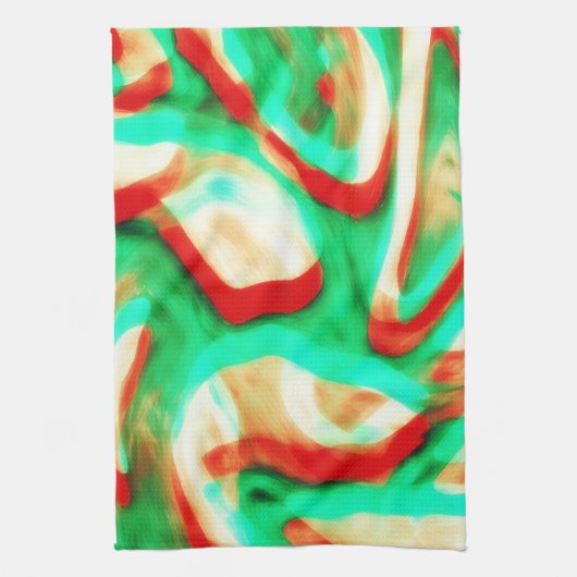 Tropical Tones Waves Abstract Art Kitchen Towel キッチンタオル (縦)